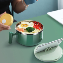 Stainless steel instant noodle bowl dormitory with a single student with lid Japanese tableware portable large Bowl chopsticks single set of exquisite