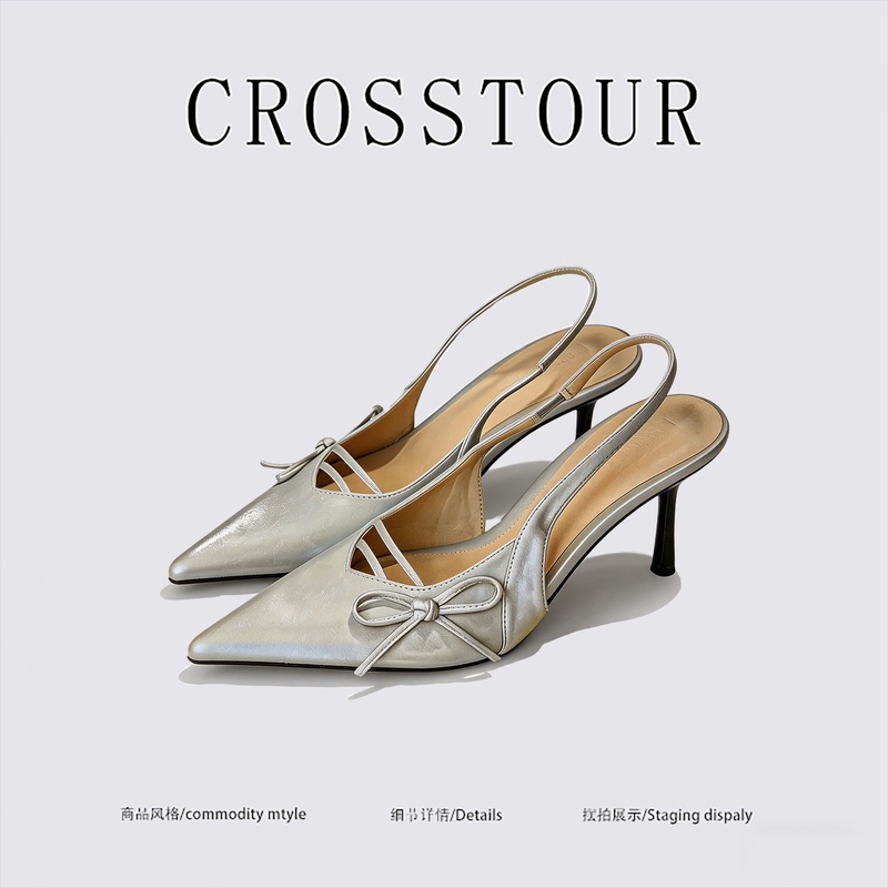 Zhou Liu Cp~Xu Liuyang Liu Liu Ge Confession Night Same Style Bowknot High-Heeled Shoes, Thin-Heeled Sandals, Women's Pointed-Toe Single Shoes