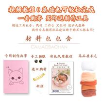 High-end wool felt poking material bag set cat gift handmade DIY bag brooch simulated baby cat