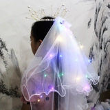 Девочки с светящимися вуалью дети с лампами с лампами, короной, Sulang Soft Yarn Super Umermital Boad, фотографируйте, чтобы жениться под подружками невесты.