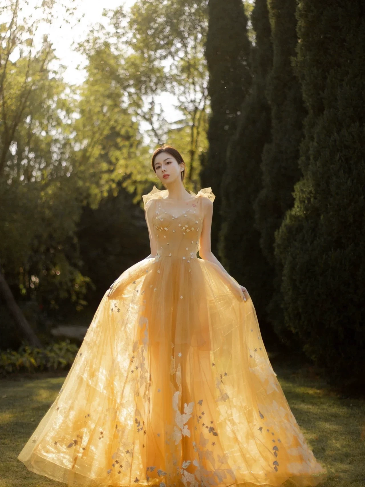 Аренда подлинного SHINEMODA [Star Twilight] Gaoding свадебного платья для снижения возраста, приветствование тостов, желтое платье для гусей