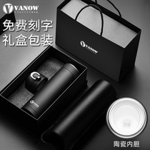 British Vanow high-end thermos cup male ceramic liner gift box custom printed logo lettering cup water Cup