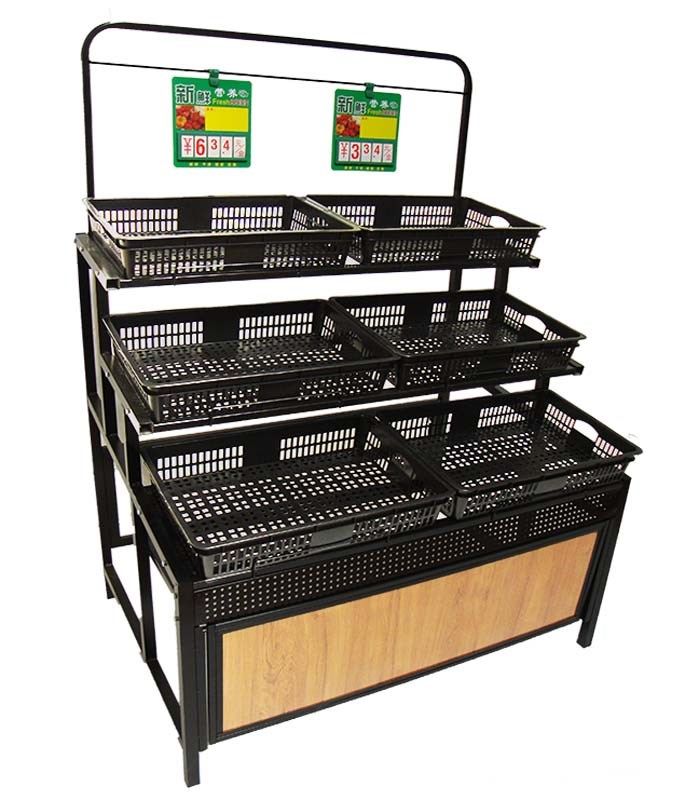 Bulk Desk Exhibition Rack Fruits and vegetables Shelf Box Storage Vegetable Shelf Corner Inclined Black Raw Fresh Rack Fruit Shelf loose