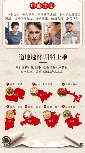 Тонгрен Бужонг Ики таблетки 6G*18 мешков/ящик анал падающей селезенки и слабость желудка, диарея, растяжение живота, падение задней части, дефицит селезенки