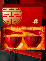 Red bowl chopsticks set red bowl leap month nephew wedding bowl red chopsticks tableware