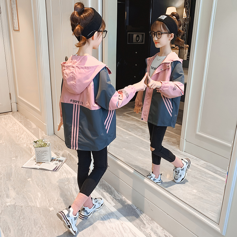 Girls windbreaker fashionable jacket spring and autumn models in the big boy Western style children's 2022 new autumn jacket autumn fried street