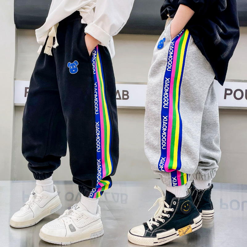 2022 spring and autumn new middle and big children's trousers boys' sports pants children's knitted casual trousers boy's pants