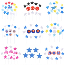 Iron Wire Cake Insert Flag Inserts Loving Pentagram Piggy Superman Cartoon DIY Birthday Party Supplies Baking Decorations