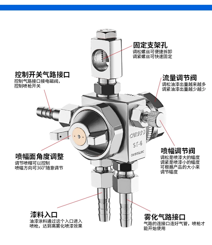 phun sơn cầm tay Rongchen ST-6 vỉ máy phun tự động ST-5 thông lượng sơn sóng hàn vòi phun keo khí nén súng phun máy sơn mini phun son xe may