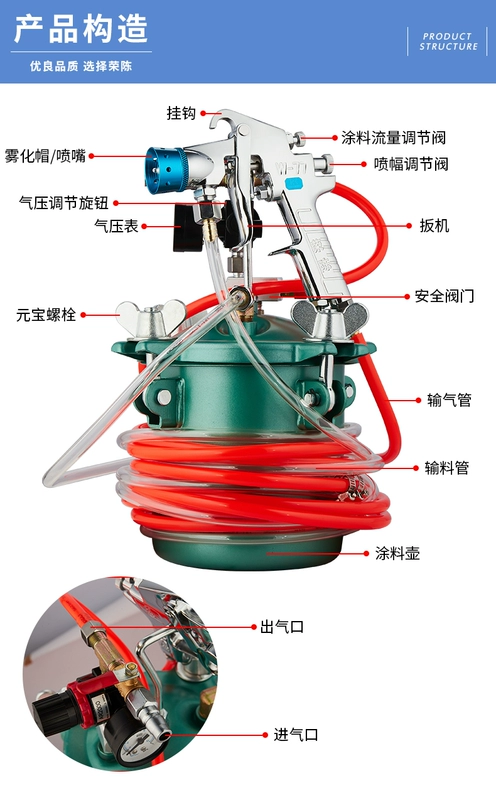 phun son xe may 5 lít nước trong nước áp lực xô 3 lít giả đá cẩm thạch sơn nhiều màu sắc súng phun sơn cao su súng phun đường kính lớn máy phun bột bả tường may xit son