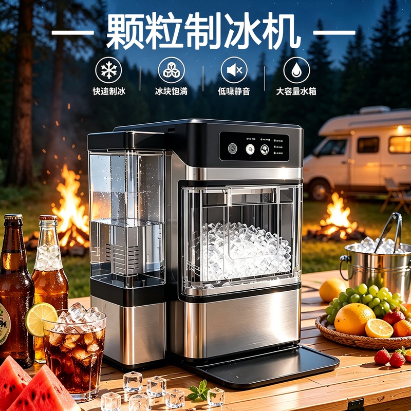 Large-Capacity Pellet Ice Maker for Home Use, Fast Ice Production, Outdoor High-End Commercial Use, Silent, Fully Automatic, Chewable Ice, Crushed Ice