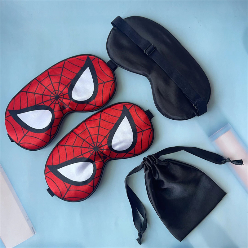 Cartoon Spider-Man Children's Eye Mask Imitation Silk Student Nap Breathable Light-Blocking Eye Mask Set for Boys