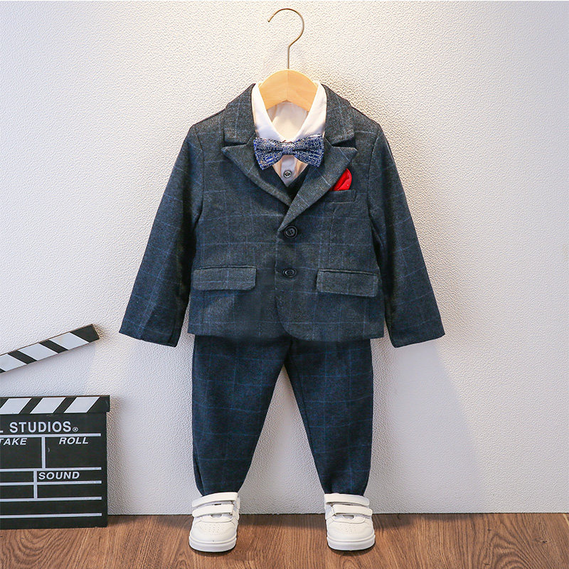 Children's suits suit boy gown handsome Korean version host Western-style boy florist with velvety piano for a dress