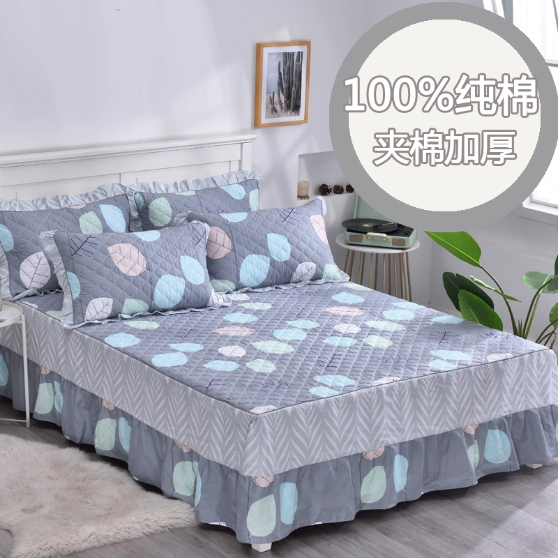 Chăn ga trải giường cotton dày chần bông một mảnh ga trải giường ga trải giường cotton váy trải giường chống bụi 1,8m1,5m 1,2 giường - Váy Petti