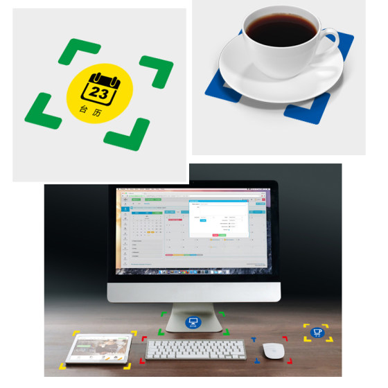 5S桌面定位贴磨砂耐磨标识办公室圆形物品摆放办公桌背胶贴四角定位7s整理水杯键盘鼠标识贴6s不干胶防水贴纸