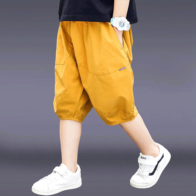 Boy pants Summer thin sports 50% pants foreign handsome large boy shorts outside wearing summertime wide loose pants