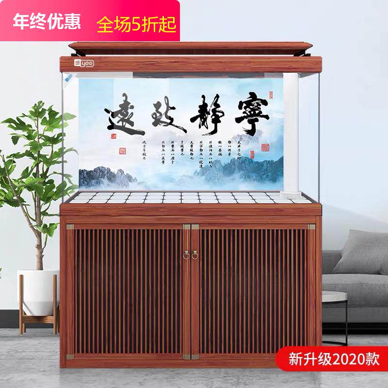 YEE large fish tank aquarium 1 5 1 8 meters medium and large super white dragon fish tank living room company bottom filter fish tank