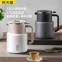 Cui Dahuangs new 316 stainless steel Internet celebrity teapot with temperature display insulation kettle home outdoor teapot