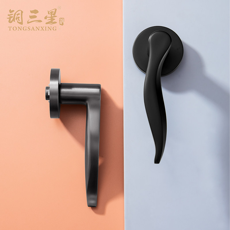 Copper Samsung pure copper door lock is suitable for indoor door two-piece lock magnetic suction door lock white solid wood door pure copper lock