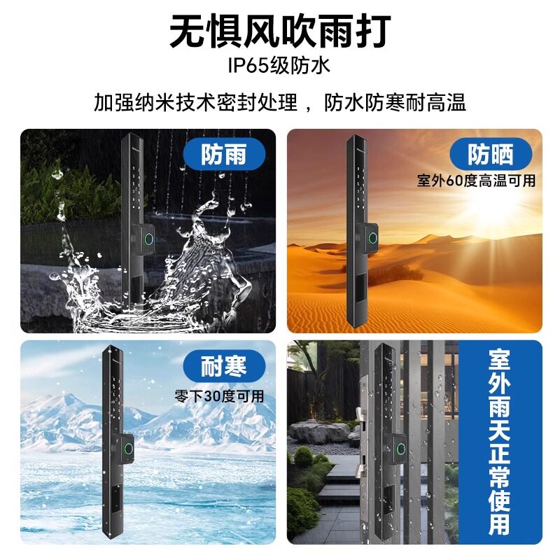 Bangchen Aluminum Alloy Smart Lock, Double-Sided Waterproof, Sliding Door, Glass Door, Password Lock, Narrow Frame, Courtyard Door, Outdoor Waterproof