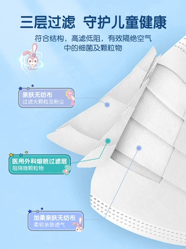 Одноразовая белая тонкая медицинская маска для мальчиков, 12 лет