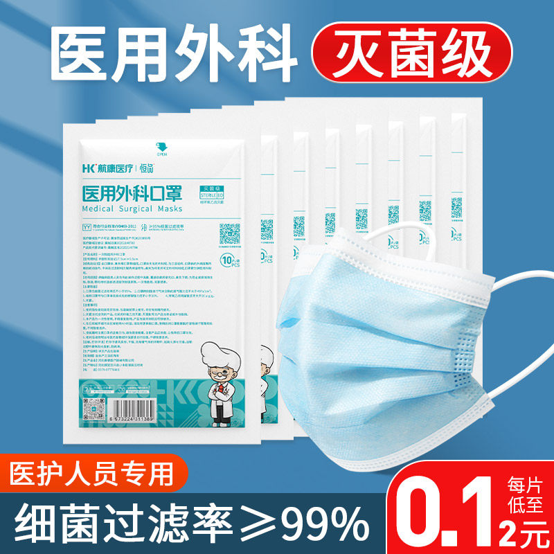 恒品医用外科口罩一次性医疗三层正品正规官方旗舰店女秋冬季保暖