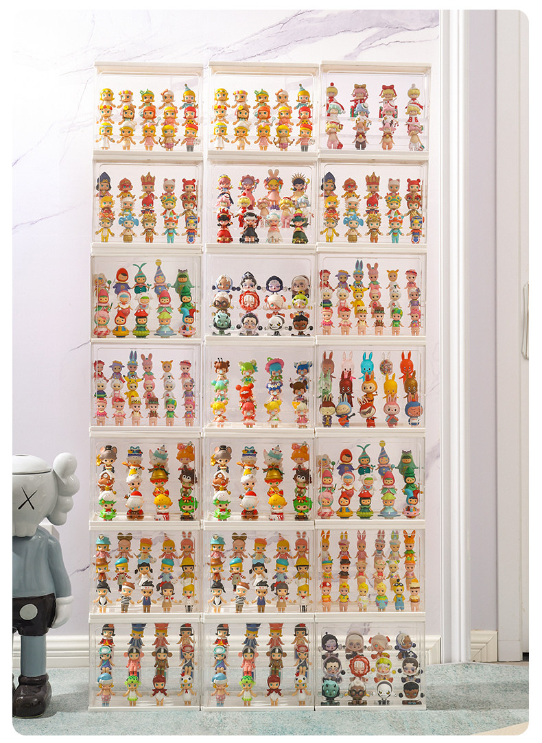 手办展示盒盲盒收纳展示架泡泡玛特娃娃收纳框积木透明防尘收藏柜