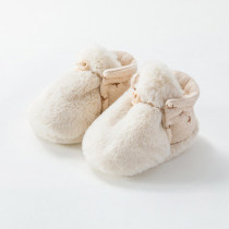 Newborn baby shoes 0-3 winter season plus velvet padded baby to prevent soft bottom warm cotton shoes not to lose Mao Mao shoes