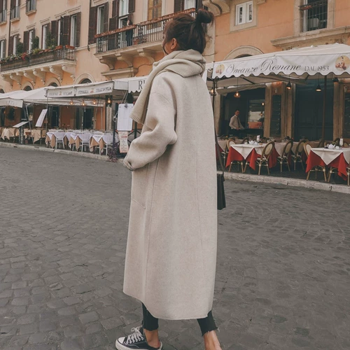 Длинное демисезонное шерстяное пальто, осенняя куртка, средней длины, в корейском стиле, подходит для подростков