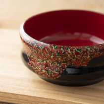 Ping An Society Qiu Hung-ming Point Flower of great lacquer bowl Fuzhou Traditional handmade lacquerware Jianshui tea sea fruit pan black