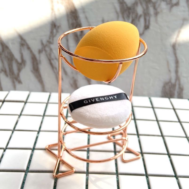 Triple Beauty Makeup Egg Powder Bashing Air Cushion Containing Layer Shelf Metal Material Multilayer Rose Gold Drying Rack Breathable Beauty Dresser