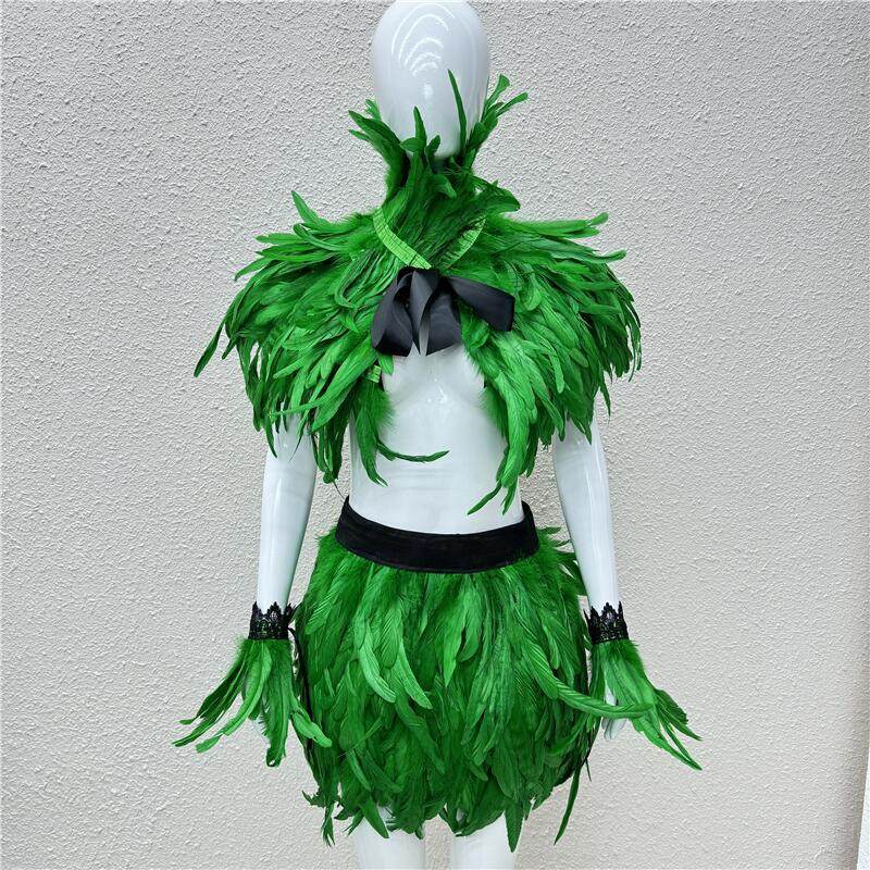 Easter Costume Feather Scarf Fake Collar Skirt Bracelet Set Masquerade Costume Clothing Accessories
