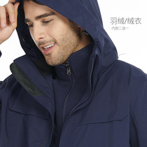 Male and female three-in-one detachable Tide brand spring and autumn jacket plus velvet thickened windproof waterproof outdoor clothing