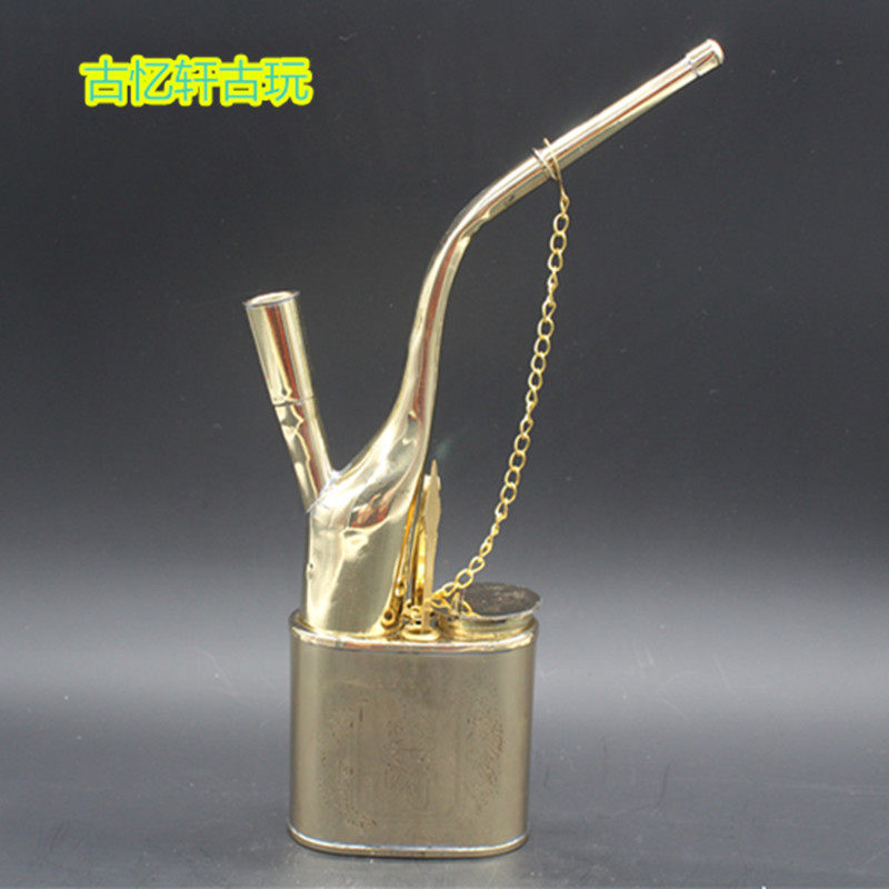 Antique Miscellaneous Collection Brass Tobacco Water Pipe Pure Copper Old Dry Pipe Long Rod Personality Retro Chinese Handmade