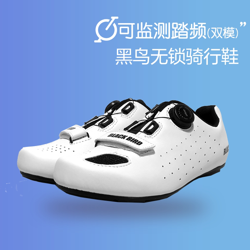 Black bird hard bottom power-assisted without lock riding shoes Leisure Ping Self-Highway climbing bike Non-lock hard bottom