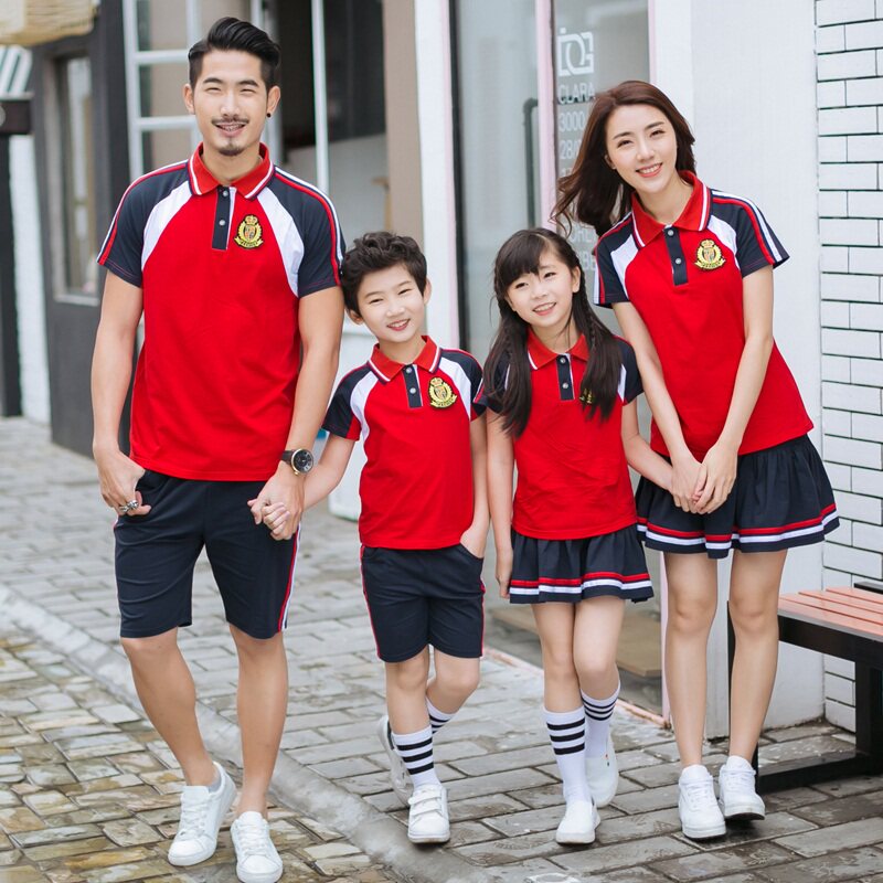School uniforms for primary and middle school students summer kindergarten uniforms children's short-sleeved sportswear suit summer parent-child two-piece set