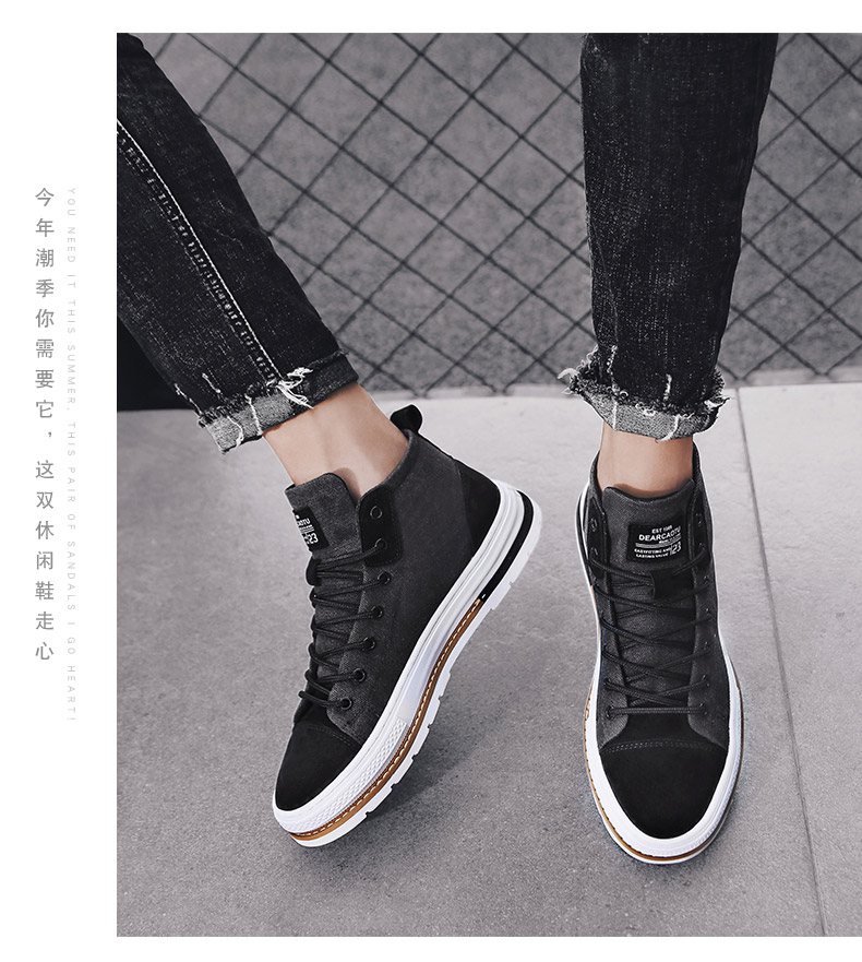 Giày nam cao cấp mới 2019 Giày vải da Hàn Quốc Giày nam tăng mạnh - Giay cao giày bóng  rổ nike