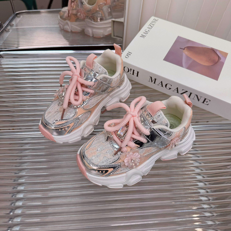 Girls' Sneakers 2026 New Spring and Summer Children's Fashion Shoes Breathable Non-Slip Shoes Girls' Princess Dad Shoes Trendy