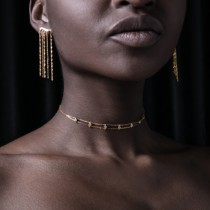 14k gold - injection collar necklace female crack - chain double flash neck with neck chain European and American light luxury lavish design retro