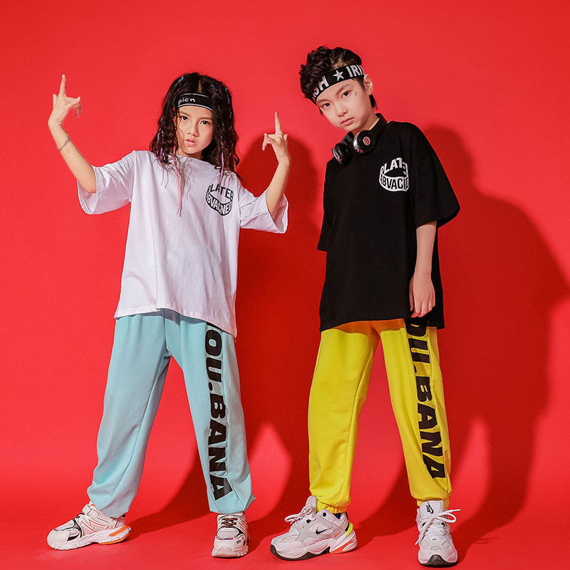 61 Children Boys Street Dance Clothes Loose Girls Handsome Hip Hop Suit Girls Jazz Dance Trendy Clothes Exercise Clothes