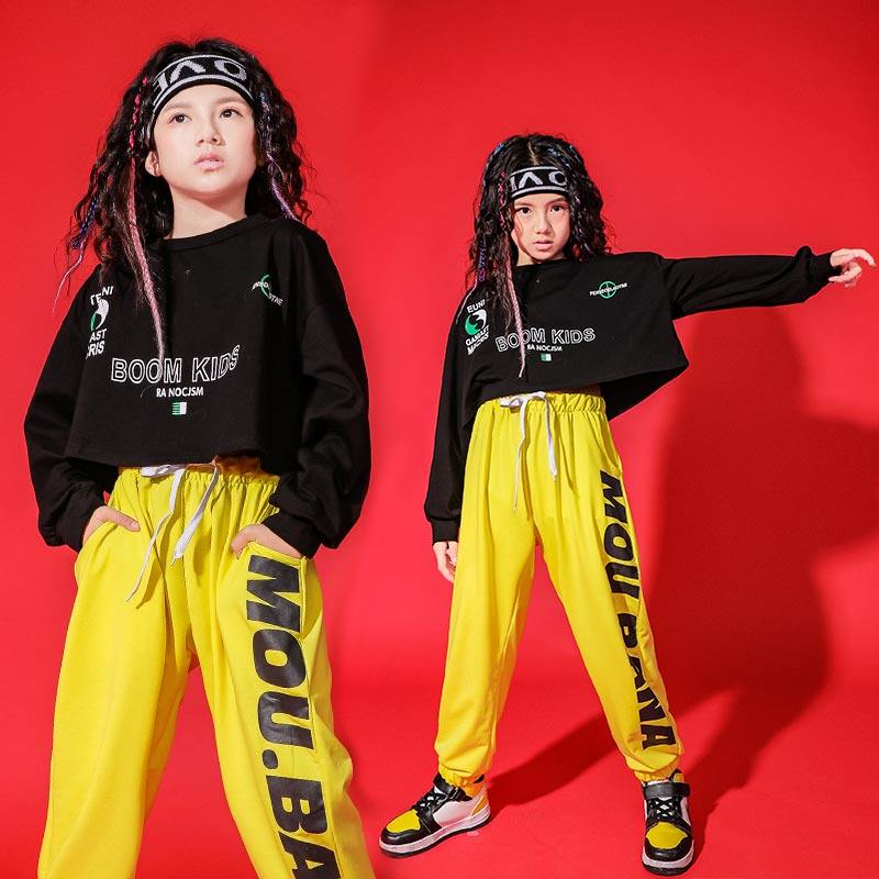 Children Street Dance Girl Handsome Hip Hop Kit Young Girl Jazz Dance Dance Clothes Loose Show Clothes in Autumn
