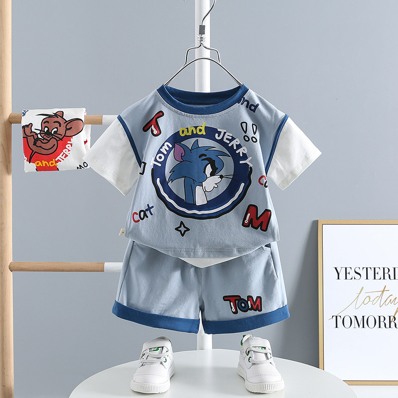 Baby Summer Suit Boy Summer Clothing Sports Suit Handsome two sets 1-3-year-old children short sleeve baby clothes thin