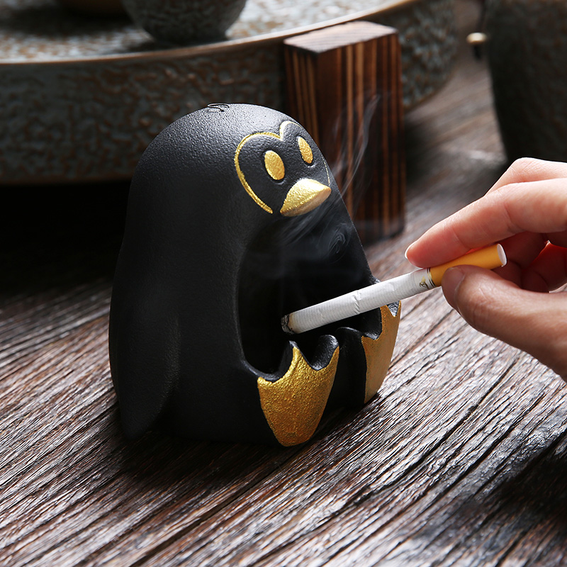 Home Cute Smoke Cylinders Creative Ceramic Personality Windproof Smoke Disc Office Living-room Trend On-board Ashtrays Anti-Fly Ash 