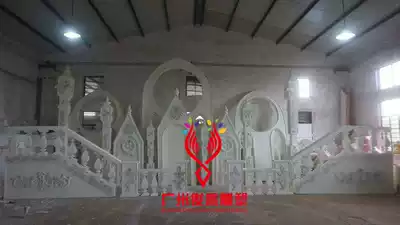 Chinese retro Gothic carved arch Foam sculpture Custom castle wedding crown Peony flower dragon and phoenix coral boat