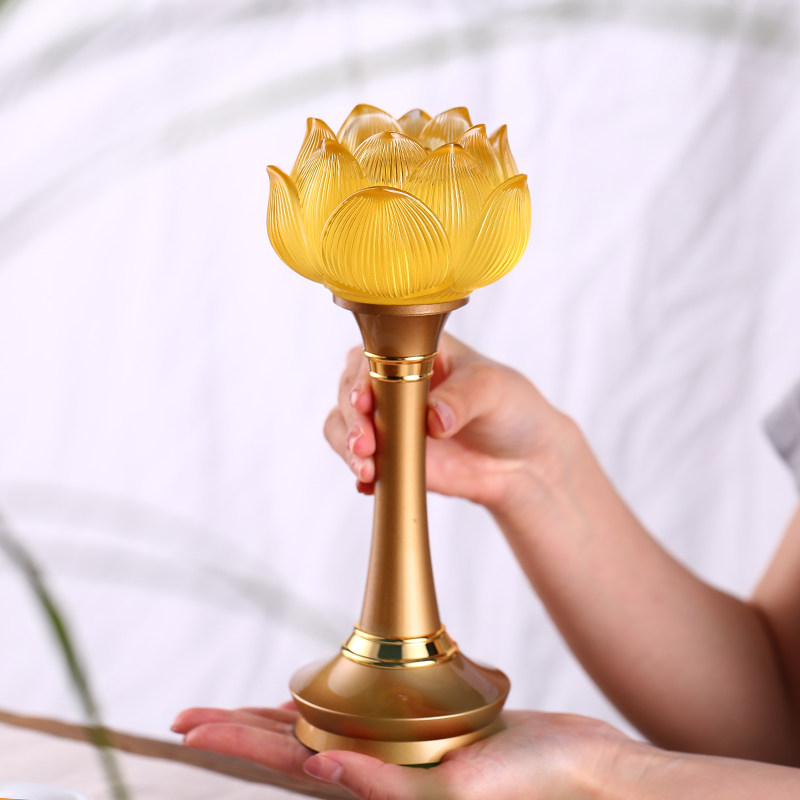 Colorful supply lamp glass lamp a pair of plug-in household lotus lamp led battery long light electric candle lamp