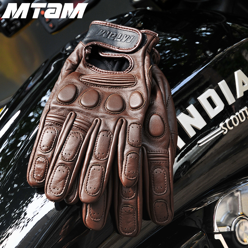 Retro Locomotive Harley Motorcycle Gloves Summer Breakthrough Rider True Bull Leather Touch Screen Anti-Fall Men and Women