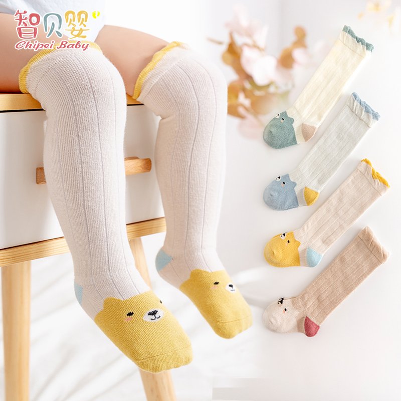 Newborn baby stockings spring and autumn cotton over-knee baby autumn winter boys and girls high tube loose mouth June 0