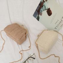 New Grass Bag Woven Bag Small Summer Bucket Bag Cotton Thread Grass Choreography Handmade Summer 100 Hitch A Little Fresh Handloom Holiday