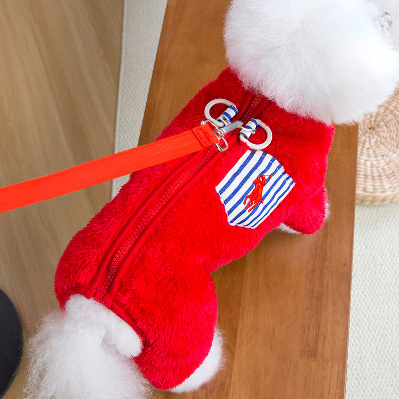 Back-Zippered Pet Dog Winter Clothing, Warm Teddy Bichon Spring and Autumn Outfit, Leash-Compatible Four-Legged Fleece Jacket 2026