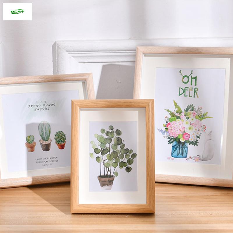 Photo frame European-style solid wood pendulum table hanging wall 5 inch 6 inch 7 inch 8 inch 10 inch A4 inch 12 inch table swing piece horizontal and vertical purpose-Taobao